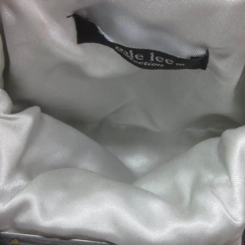 Nicole Lee Collection Silver Cloth Purse Silver Metal Chain Kisslock Clasp Top
